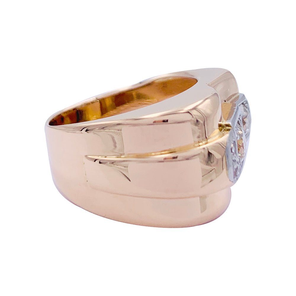 Bague Tank en or rose, platine, diamants - Castafiore