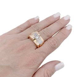 Bague Tank en or rose, platine, diamants - Castafiore