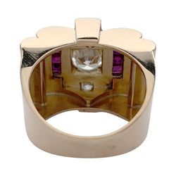Bague Tank en or rose, platine, diamants et rubis - Castafiore