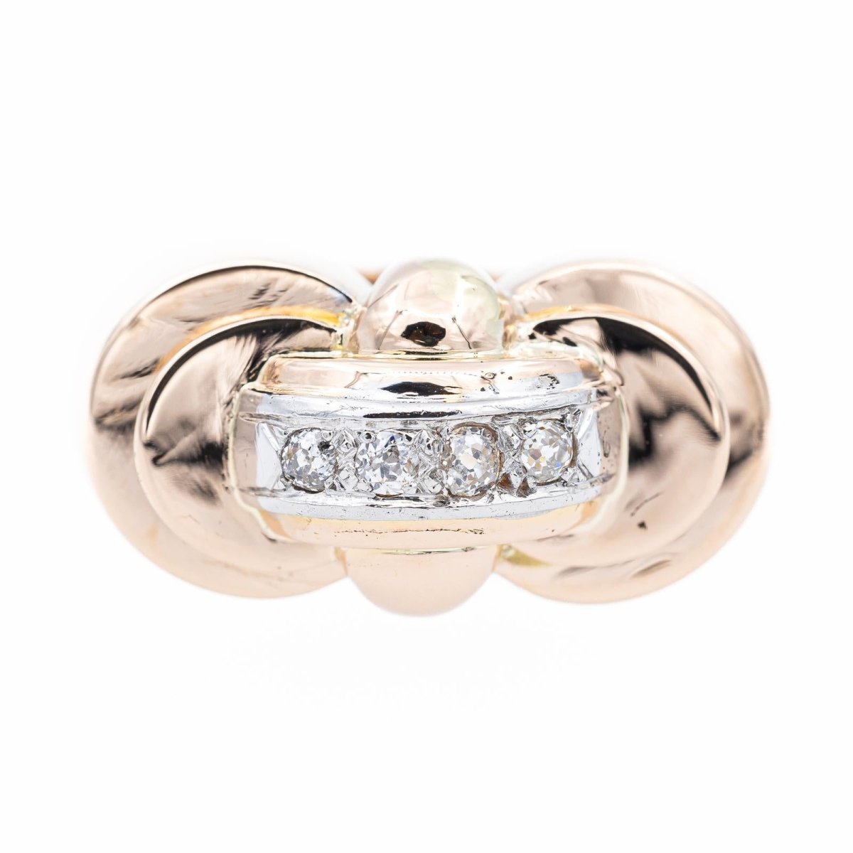 Bague Tank en or rose, platine et diamants - Castafiore