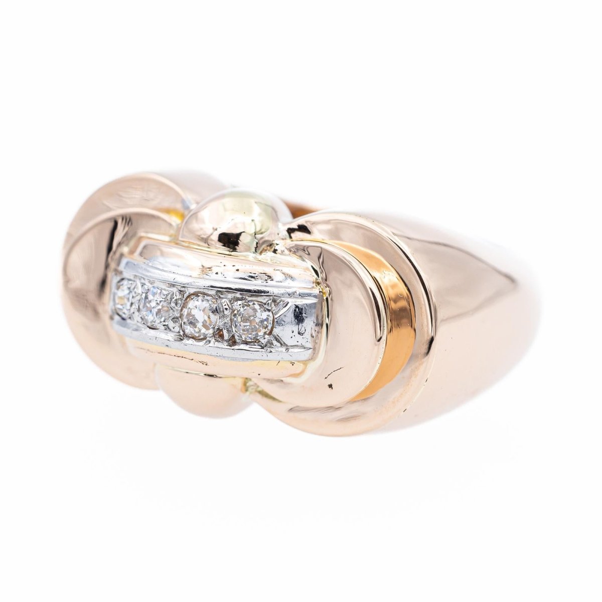 Bague Tank en or rose, platine et diamants - Castafiore