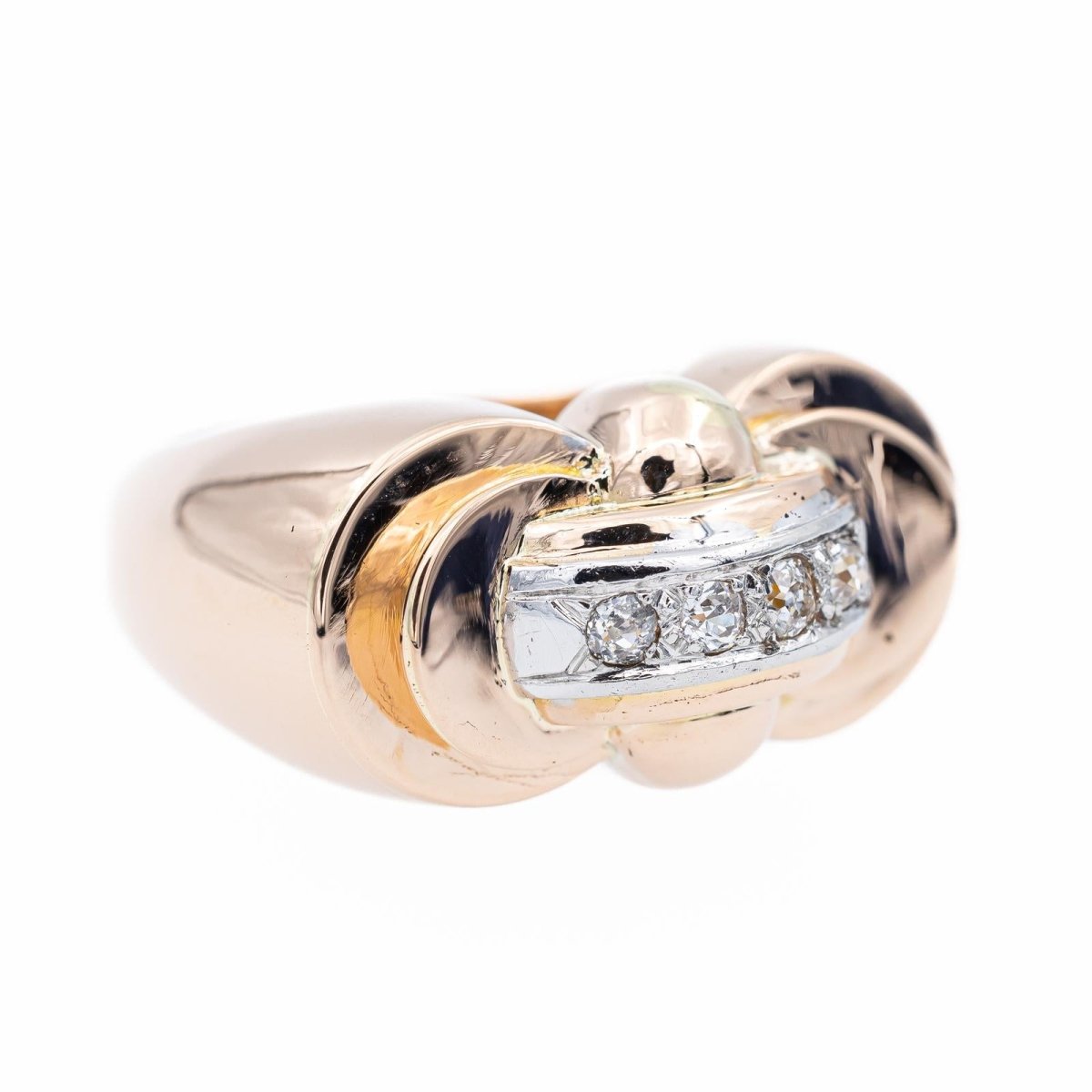 Bague Tank en or rose, platine et diamants - Castafiore