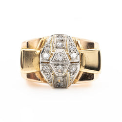 Bague Tank en or rose, platine et diamants - Castafiore