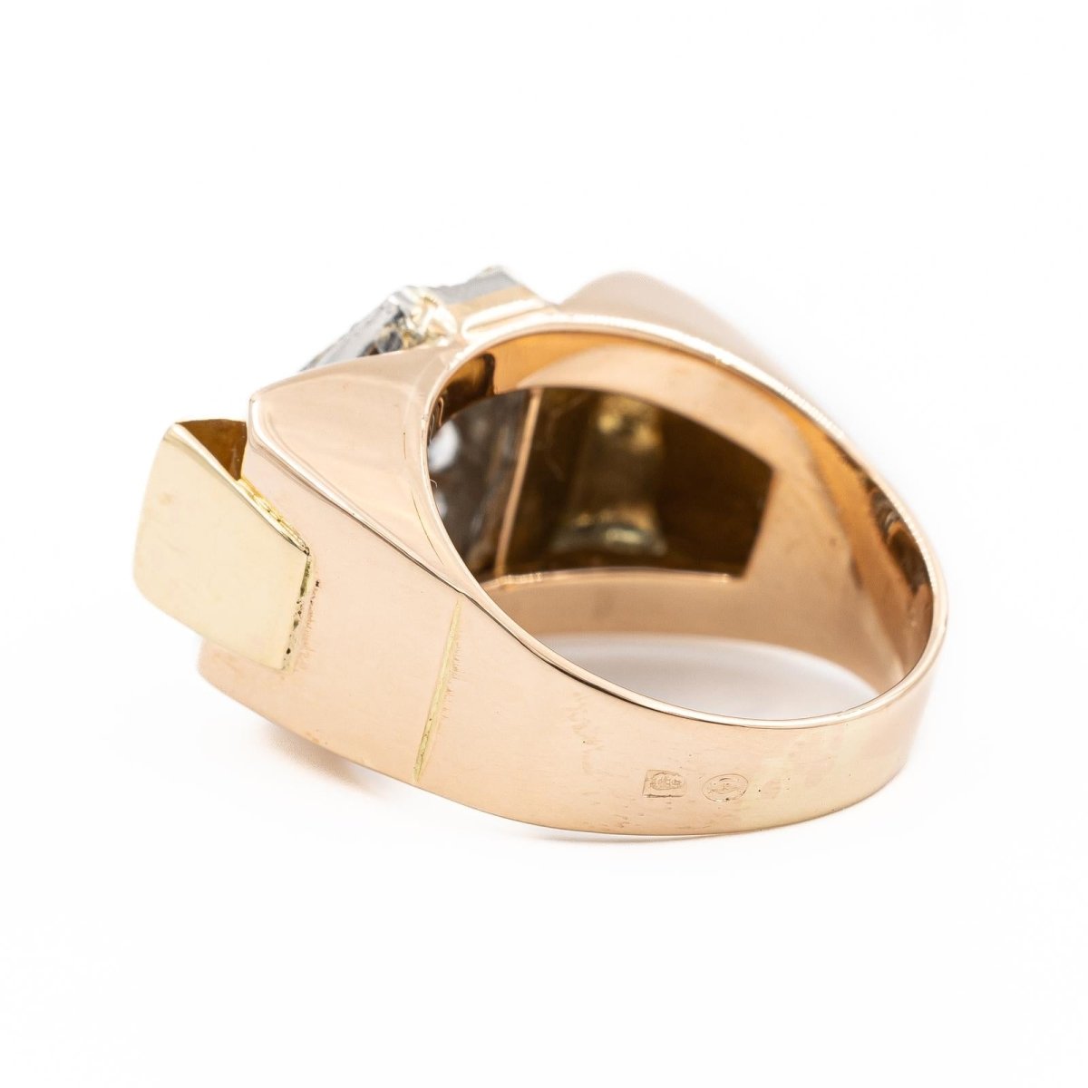 Bague Tank en or rose, platine et diamants - Castafiore