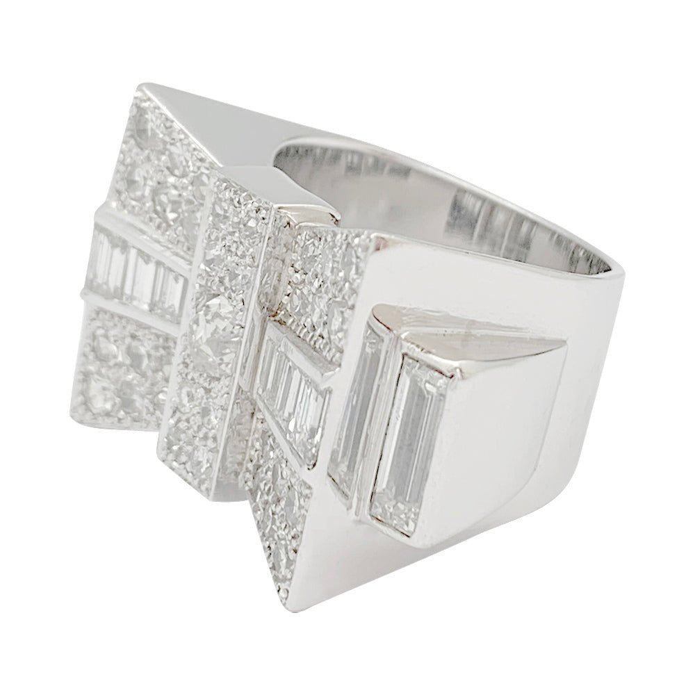Bague Tank en platine et diamants - Castafiore
