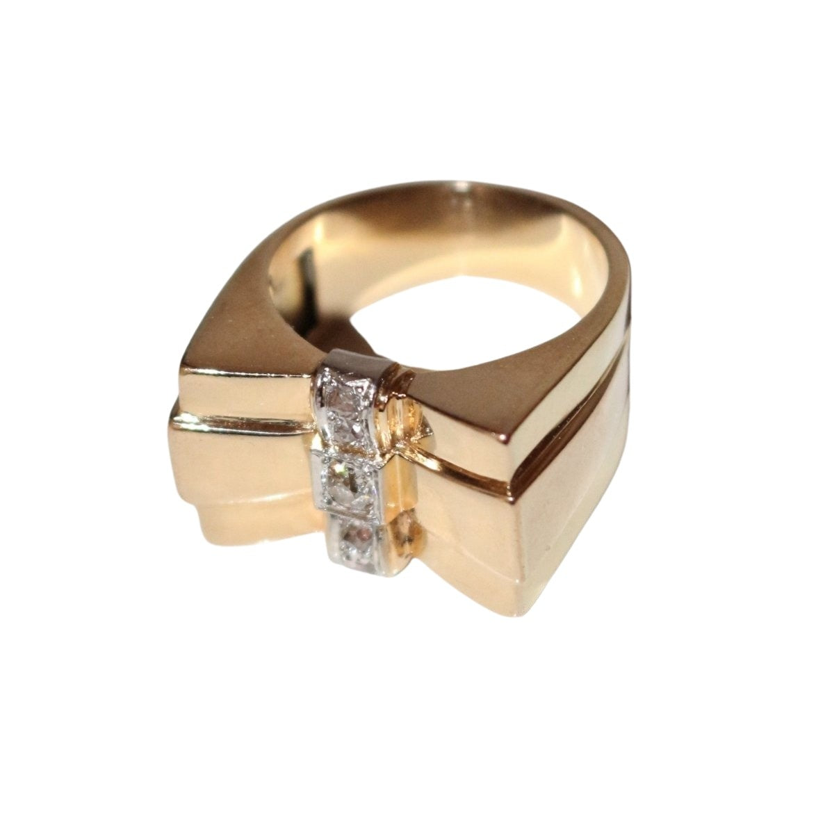 Bague Tank Nœud en or jaune et diamants