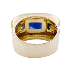Bague, "Tank", or jaune, saphir, diamants - Castafiore