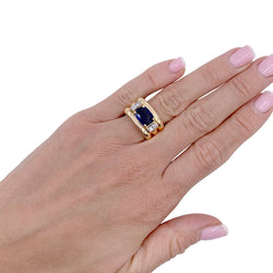 Bague, "Tank", or jaune, saphir, diamants - Castafiore