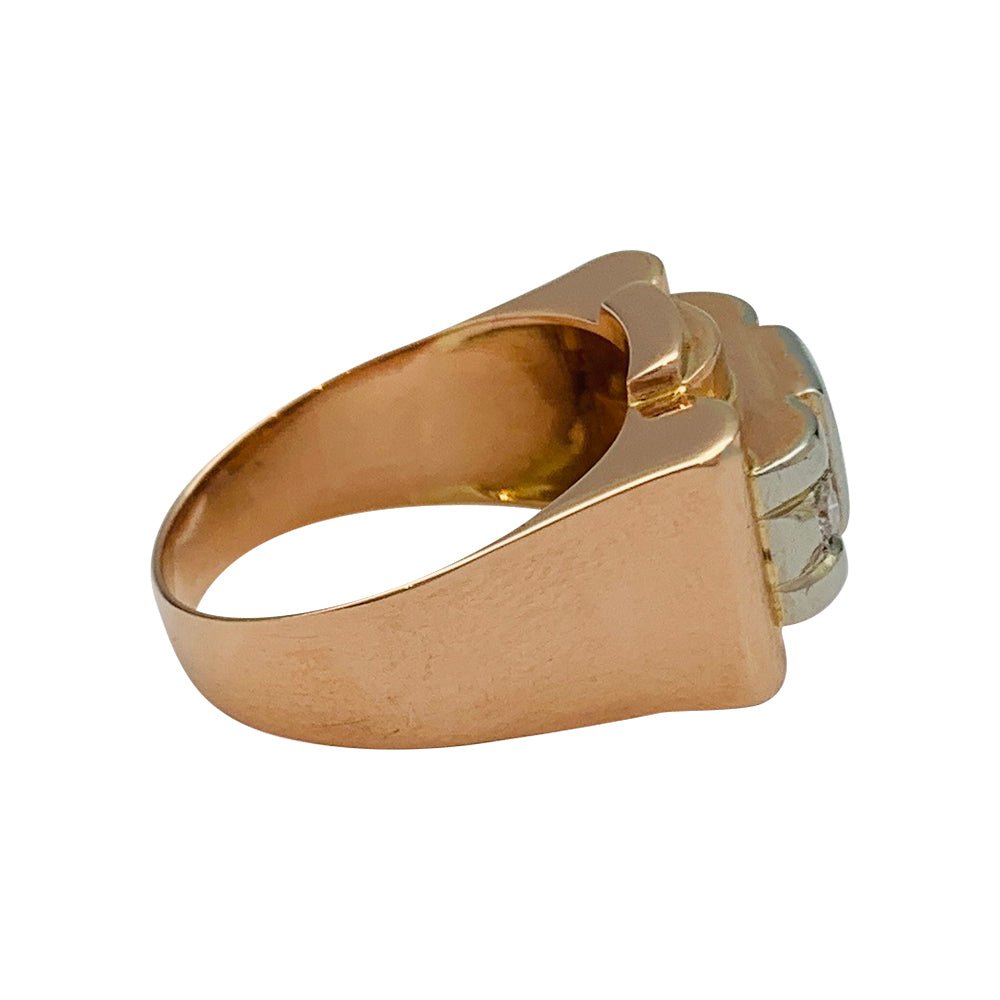 Bague tank or rose, blanc et diamants - Castafiore