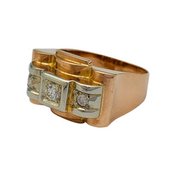 Bague tank or rose, blanc et diamants - Castafiore