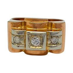 Bague tank or rose, blanc et diamants - Castafiore