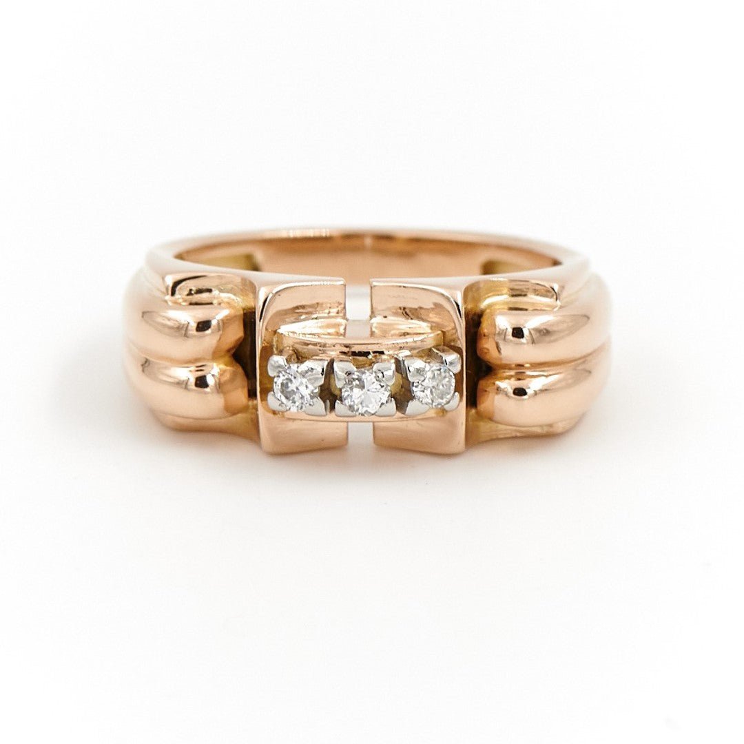 Bague Tank Or rose Diamant - Castafiore