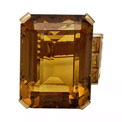 Bague Tank, or rose et citrines - Castafiore