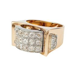 Bague "Tank" or rose, platine et diamants - Castafiore