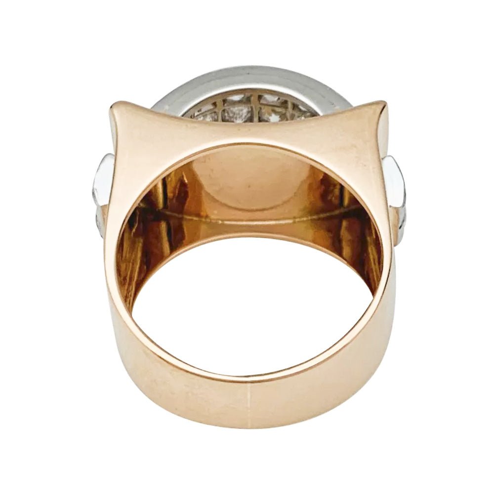 Bague "Tank" or rose, platine et diamants - Castafiore