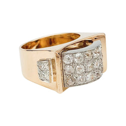 Bague "Tank" or rose, platine et diamants - Castafiore