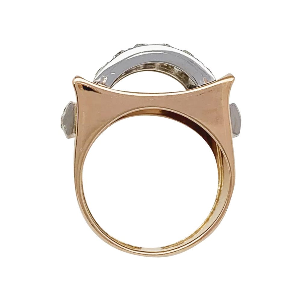 Bague "Tank" or rose, platine et diamants - Castafiore