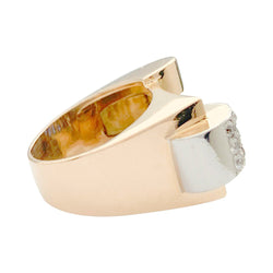 Bague Tank or rose, platine, saphirs, diamants - Castafiore