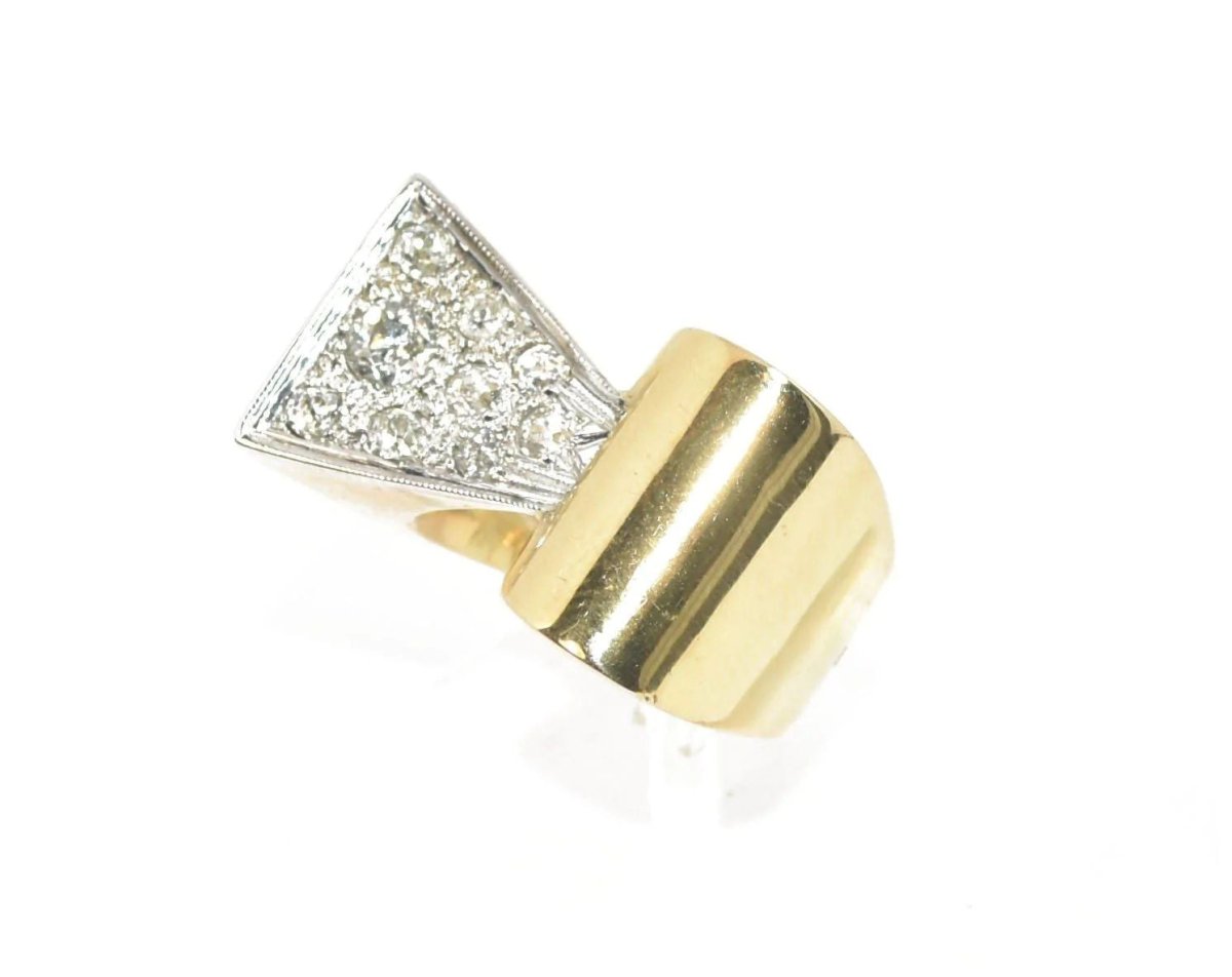 Bague Tank platine et diamant 1950 - Castafiore