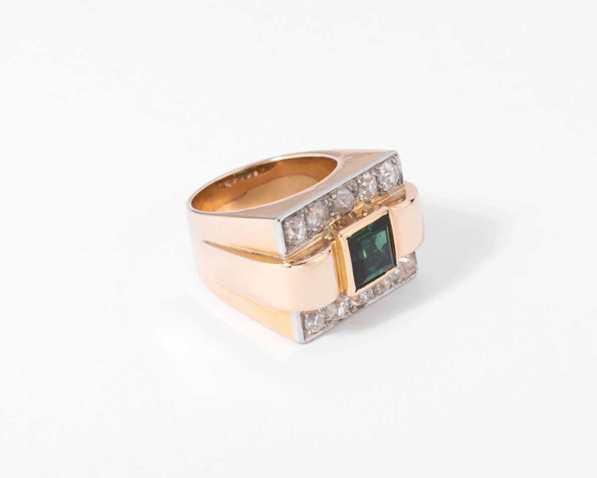 Bague Tank Tourmaline verte - Castafiore