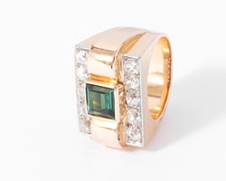 Bague Tank Tourmaline verte - Castafiore