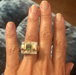 Bague Tank Tourmaline verte - Castafiore