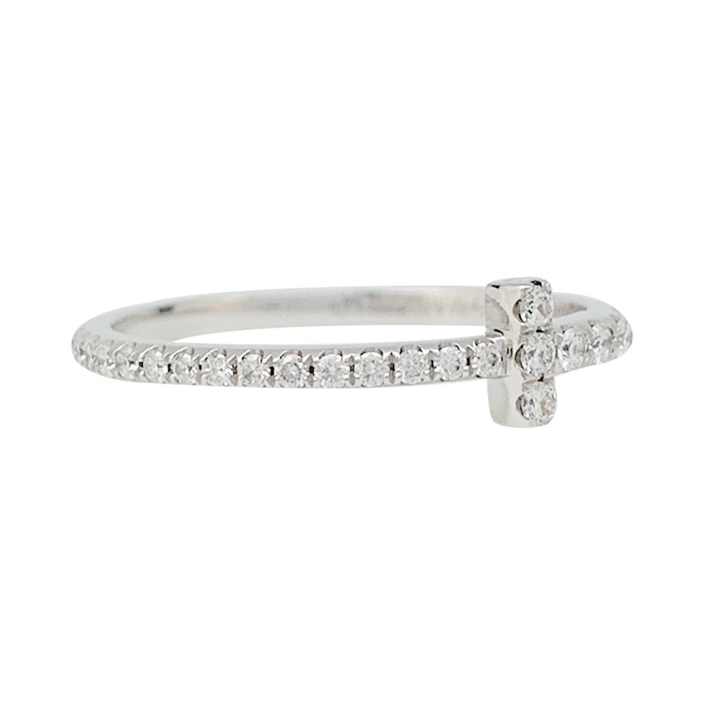 Bague TIFFANY & CO. , "Wire Tiffany T", or blanc et diamants - Castafiore