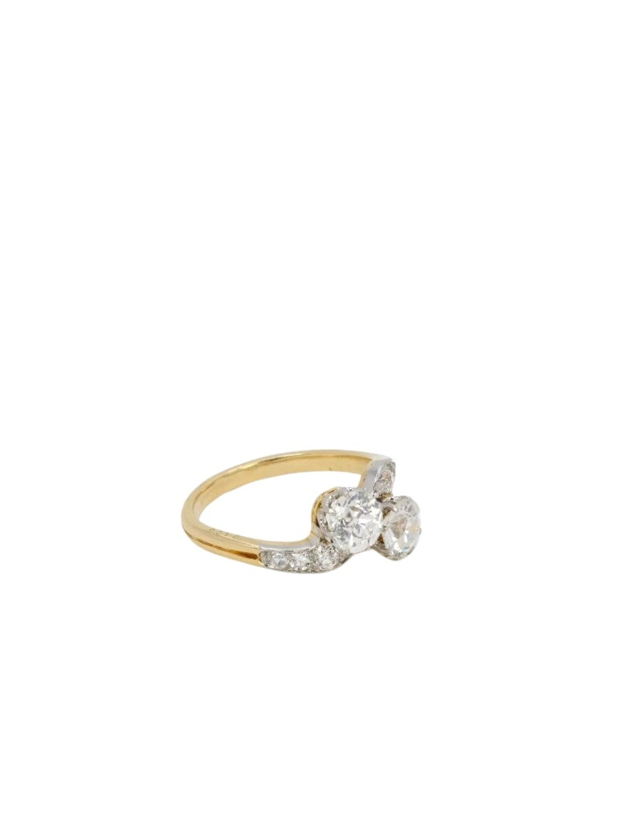 Bague toi et moi Belle Epoque en or jaune et diamants taille ancienne - Castafiore