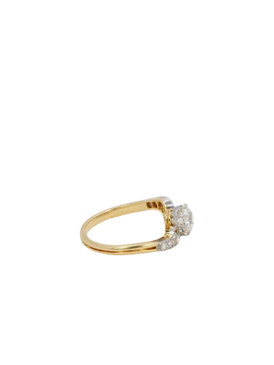 Bague toi et moi Belle Epoque en or jaune et diamants taille ancienne - Castafiore