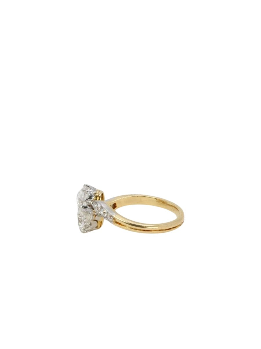 Bague toi et moi Belle Epoque en or jaune et diamants taille ancienne - Castafiore