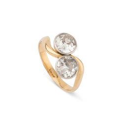 Bague toi et moi diamants, en or jaune et platine - Castafiore