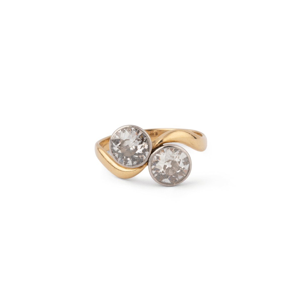 Bague toi et moi diamants, en or jaune et platine - Castafiore