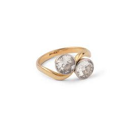 Bague toi et moi diamants, en or jaune et platine - Castafiore