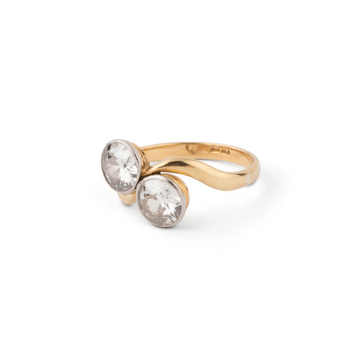 Bague toi et moi diamants, en or jaune et platine - Castafiore