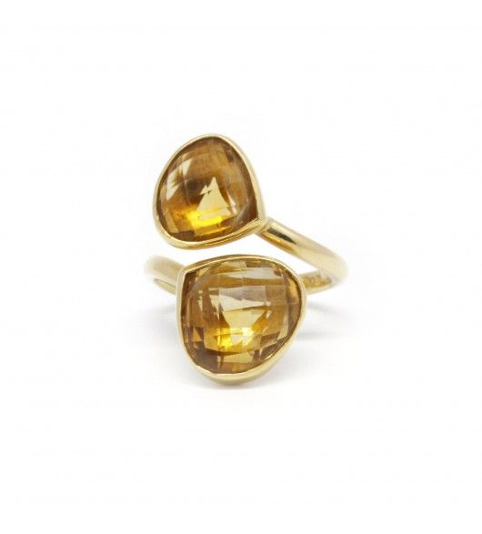 Bague Toi et Moi en or et citrine - Castafiore