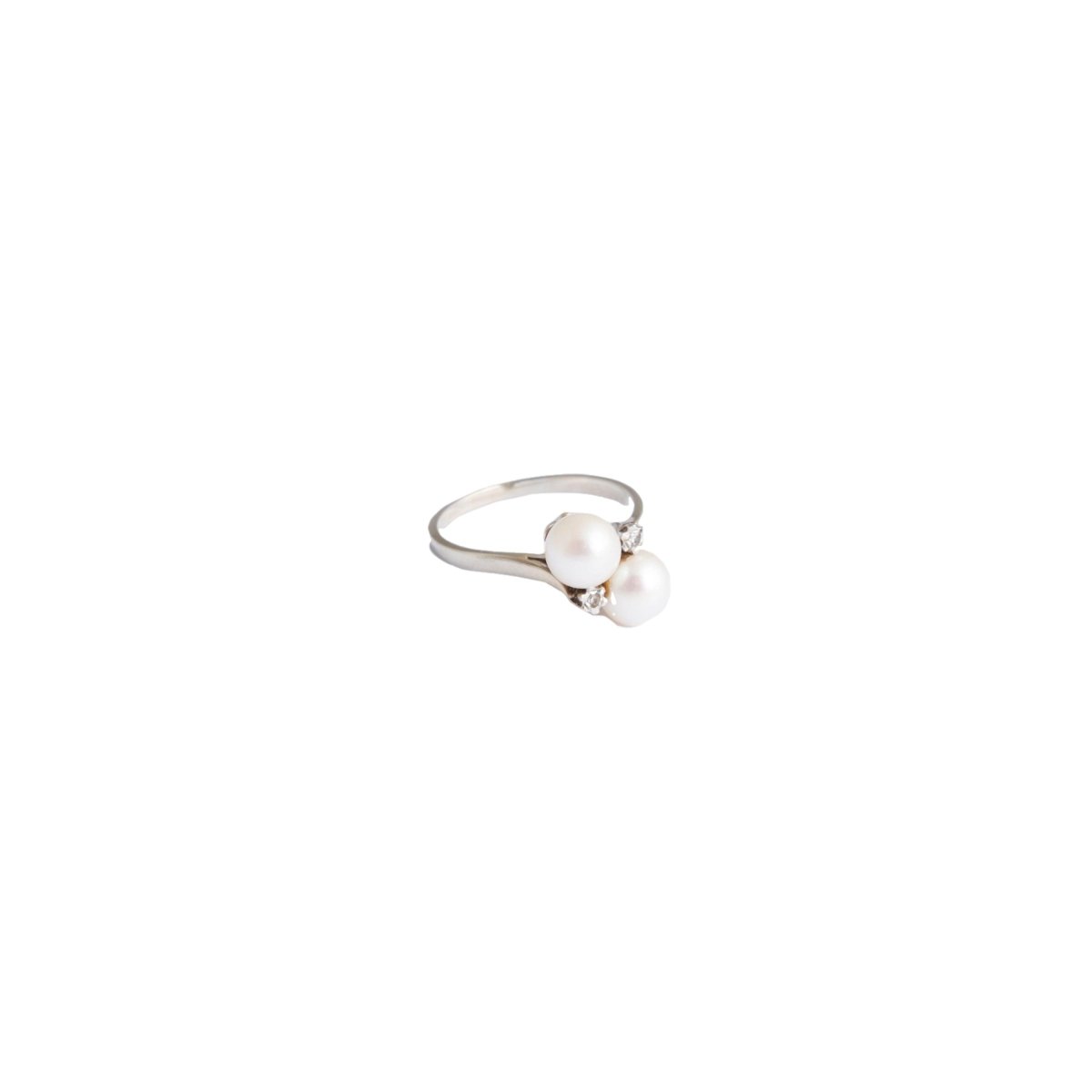 Bague "toi et moi" en or gris et perles - Castafiore