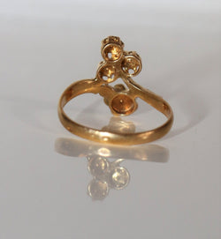 Bague Toi et Moi en or jaune et en perles et pierre rose - Castafiore