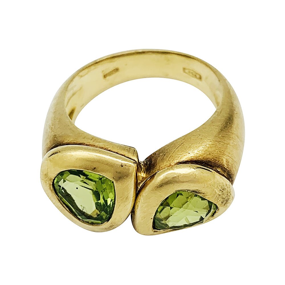 Bague toi et moi en or jaune et péridots - Castafiore