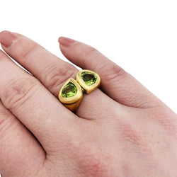 Bague toi et moi en or jaune et péridots - Castafiore