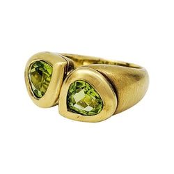 Bague toi et moi en or jaune et péridots - Castafiore