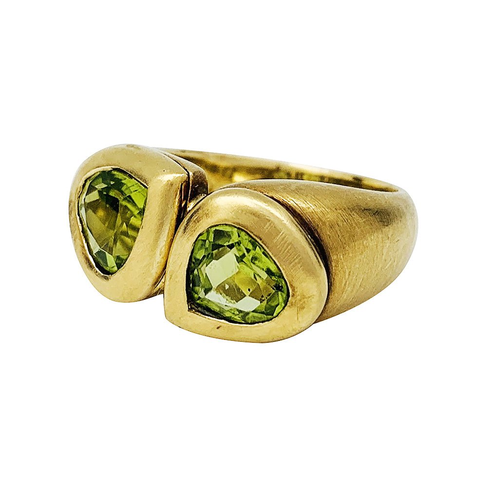 Bague toi et moi en or jaune et péridots - Castafiore