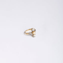 Bague Toi et moi en or jaune ornée d'une perle et de diamants - Castafiore