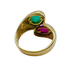 Bague Toi et Moi en or jaune, rubis et émeraude - Castafiore