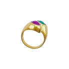 Bague Toi et Moi en or jaune, rubis et émeraude - Castafiore