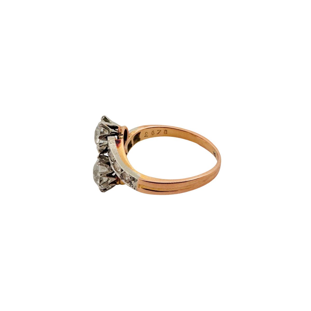 Bague "toi et moi" en or rose et platine - Castafiore