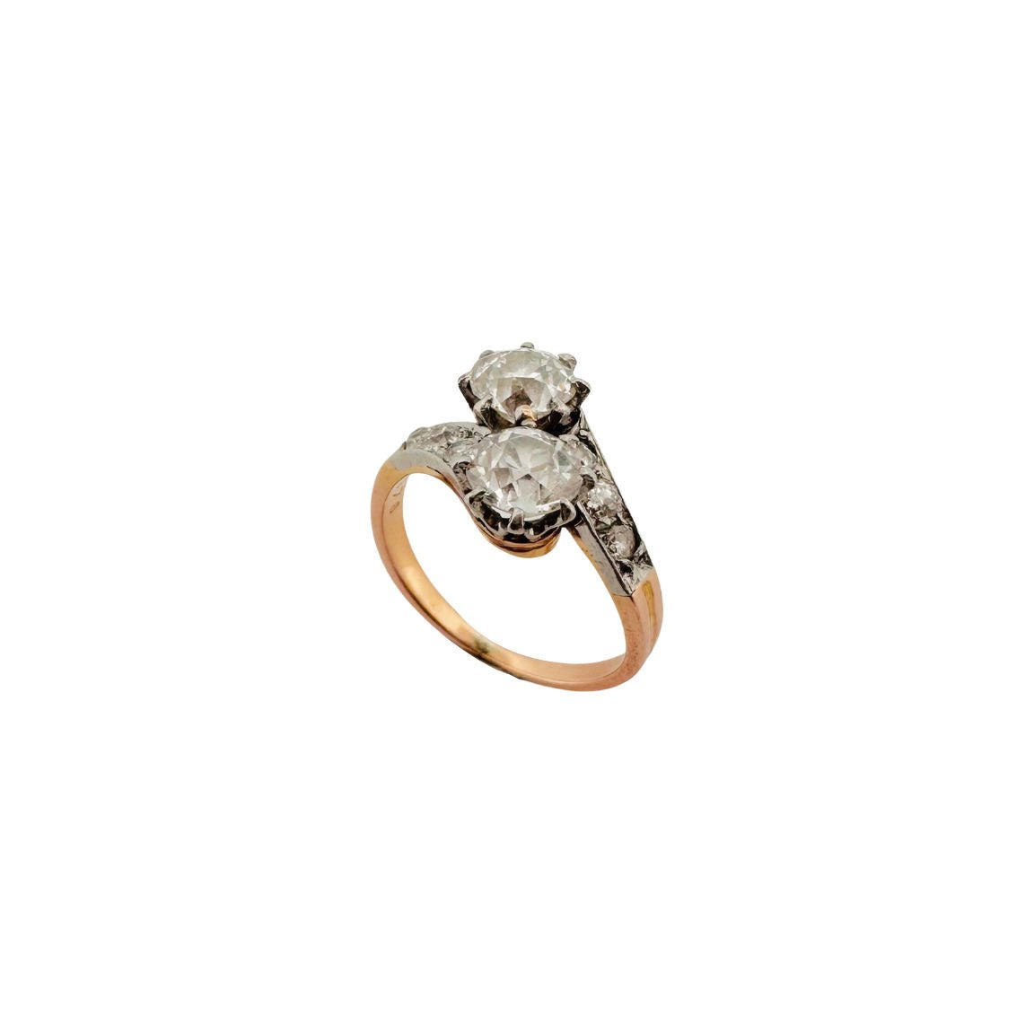 Bague "toi et moi" en or rose et platine - Castafiore