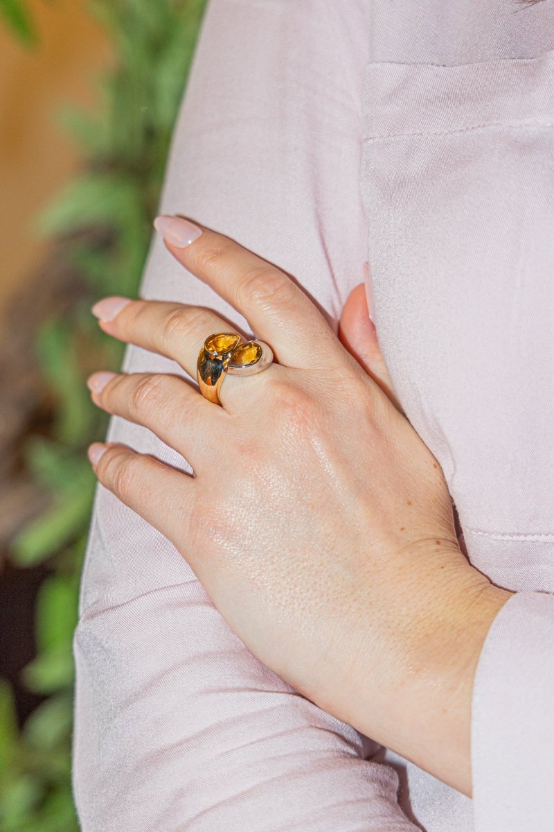Bague Toi et Moi Or jaune Citrine - Castafiore