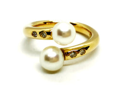 Bague Toi et Moi Or jaune Perle - Castafiore