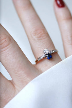 Bague Toi et Moi saphir et diamants - Castafiore