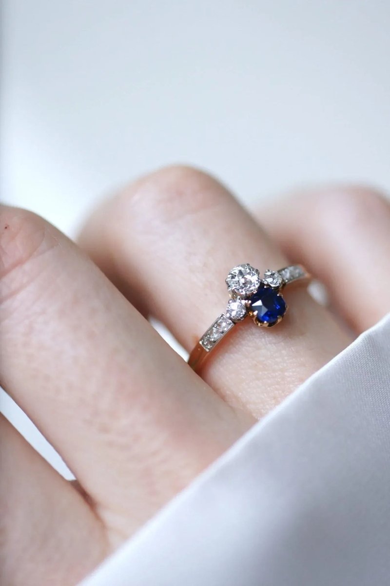 Bague Toi et Moi saphir et diamants - Castafiore